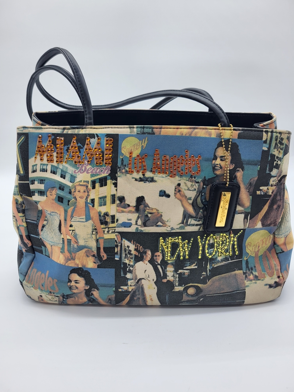 St. John's Bay Vintage City Print Statement Tote With Sequence